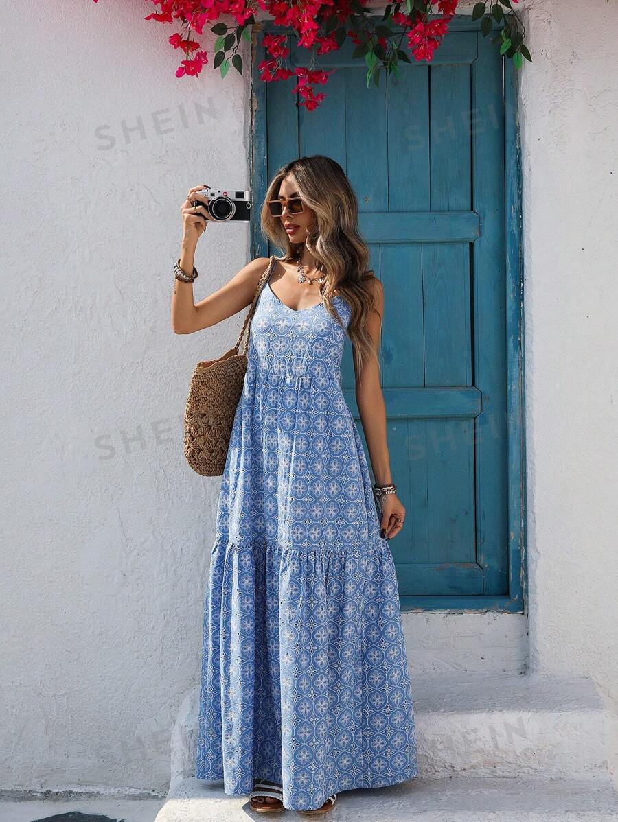 Vivid Eden Vestido de tirantes finos tejido para mujer, conjunto de primavera/verano, para el Día de San Valentín, vacaciones en la playa tropical, festival, romántico y elegante estilo bohemio BOHO, dulce atuendo rave, vestidos en tonos pastel para mujer