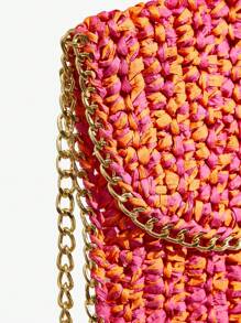 SHEIN SXY Bolso cruzado para damas y mujeres, bolso de paja, de moda, elegante, sencillo, personalizado, versátil, para la playa, vacaciones, días festivos, verano, orilla del mar - Multicolor - Ver 6