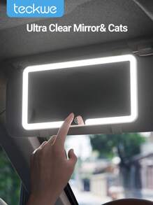 Teckwe Car Sun Visor LED Cosmetic Mirror,Rechargeable Lighted Makeup Mirror,Dimmable 3 Lighting Modes,Clip-On Rear View Sun-Shading Cosmetic Mirror Touch Control Fit For Car