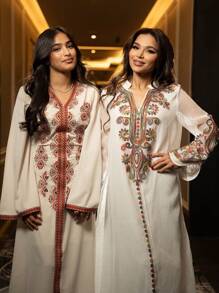 Al Najma Vestido elegante y lujoso personalizado para mujeres, con bordados y cuentas, Modesto kaftan