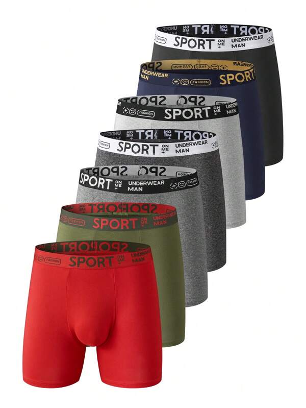 Shein Underwear&Sleepwear Basics 7pcs/Set Men Solid Color Patchwork Casual Boxer Briefs
