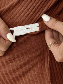 SHEIN Maternity Casual Round Neck Short Sleeve Side Slit T-Shirt With Adjustable Waist Loose Pants 2 Pieces Set - Redwood - View 8