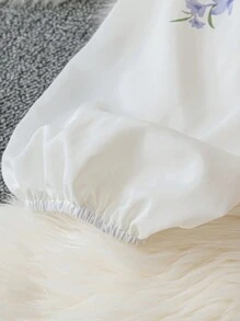 SHEIN LUNE Plus Size Stand Collar Positioned Print Long Sleeve Shirt, Business/Casual Fall Cloth For Women