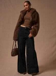 MUSERA Stitching Loose Fit Jeans Spring Summer Cute Casual 90's Y2k Concert Fall Autumn Winter Everyday Work Office  Chic - Black - View 3