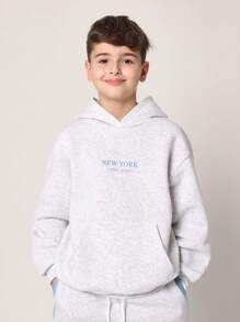 SUMWON Youth Sports Co-Ord Set Tracksuit Urban Athleisure Two-Piece New York Logo Streetwear Spring Fall Winter Casual Outfit Workout School Comfortable - Light Grey - View 4
