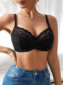 1 件女士舒适优质性感蕾丝拼接钢圈内衣文胸