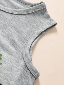 SHEIN 男童简约时尚休闲日常两件套，上衣和短裤 - 彩色 - 查看 4