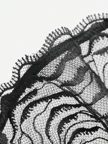 LUVLETTE Woman Lingerie Lounge Curve Push Up & Breathable Underwire Sexy Unlined Lace Elegance & Mesh Black Chic & Cozy Balconette Bra - Black - View 12