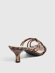 CUCCOO SZL Women's Leopard Print Striped Criss-Cross High Heel Sandals Spring Shoes Spring Break Easter Prom Heels - Brown - View 8