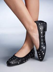 CUCCOO GRLICON 女士 Y2K 风格平底鞋，适合朋克、骑行者、酷女孩、万圣节、圣诞节、派对装扮 - 黑色 - 查看 4