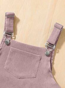 SHEIN Chica preadolescente 1 pieza Vestido overol con parche con bolsillo