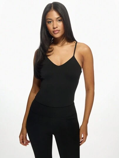 MISSGUIDED 无袖V领紧身衣运动性能压缩适合训练舞蹈瑜伽工作室锻炼运动服全季打底快速干燥支撑