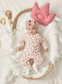 Cozy Pixies 2 Stücke Set für Neugeborene Mädchen: Weicher gestrickter Romper mit Rundhals-Langarm und Hose, inklusive Kissen