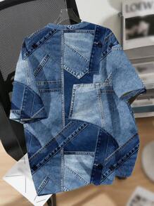 SHEIN EZwear Plus Size New York Letter Print Casual Minimalist Round Neck Short Sleeve T-Shirt, Suitable For Summer Suitable For Going Out - Multicolor - View 2