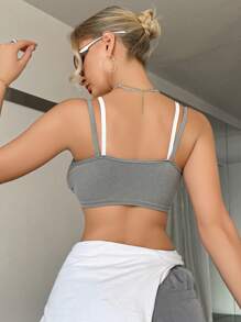 Women Standard Size Letter Print Cropped Camisole Tank Top - Multicolor - View 2