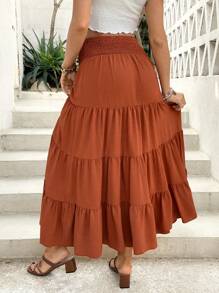 SHEIN 孕妇纯色前系带收腰休闲 A 字裙