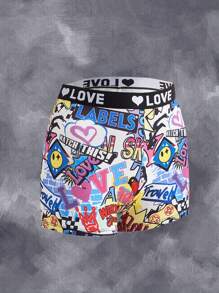 Bragas tipo hipster cómodas con estampado de graffiti para mujer, moda