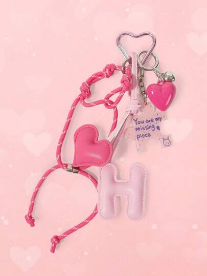 Kawaii 1 Pc Rose Red Heart Knot Pendant Bag Charm For Valentine's Day