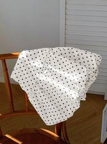 Comfortcana Chân váy chữ A in hoa chấm bi cho nữ - trắng - Xem 5