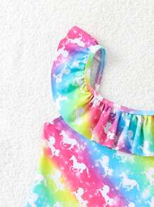 SHEIN Little Girls 2pcs Swimsuit Set, Printed - Multicolor - View 4