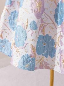 SHEIN Glamorique Kids Tween Girls' Elegant Jacquard Puff Sleeve Summer Party Easter Dress, Suitable For Daily Wear, Parties And Gatherings, Displaying A Noble And Glamorous Quality - Baby Blue - View 8