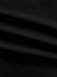 EMERY ROSE 1776CALIFORNIA Minimalist Slogan Graphic Fitted V-Neck Short Shoulder T-Shirt, Plus Size, Suitable For Summer Suitable For Going Out