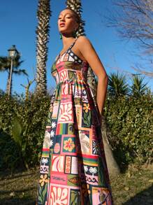 Travachic Tropical Print Beach Resort Dress