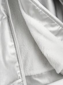 Manfinity VCAY Men's Loose Fit Relaxed Drop Shoulder Hooded Thickened Fleece Jacket, Suitable For Autumn/Winter - Silver - View 5