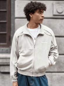 Manfinity VCAY Men's Knitted Fashionable Casual Loose Long Sleeve Open Front Cardigan Jacket, For Fall Winter