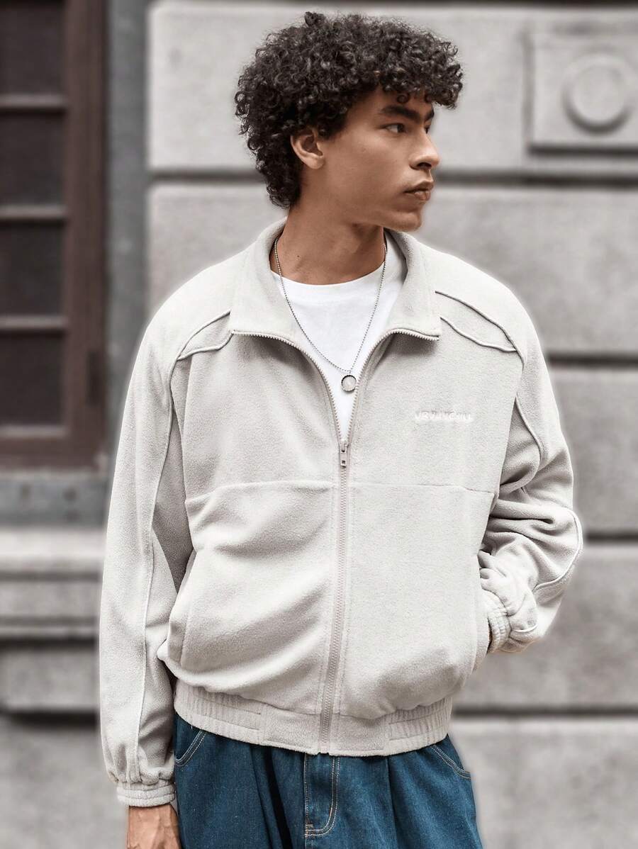 Manfinity VCAY Men's Knitted Fashionable Casual Loose Long Sleeve Open Front Cardigan Jacket, For Fall Winter