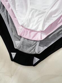 4 Pcs Teenagers' Casual Contrast Color Panties - Multicolor - View 3