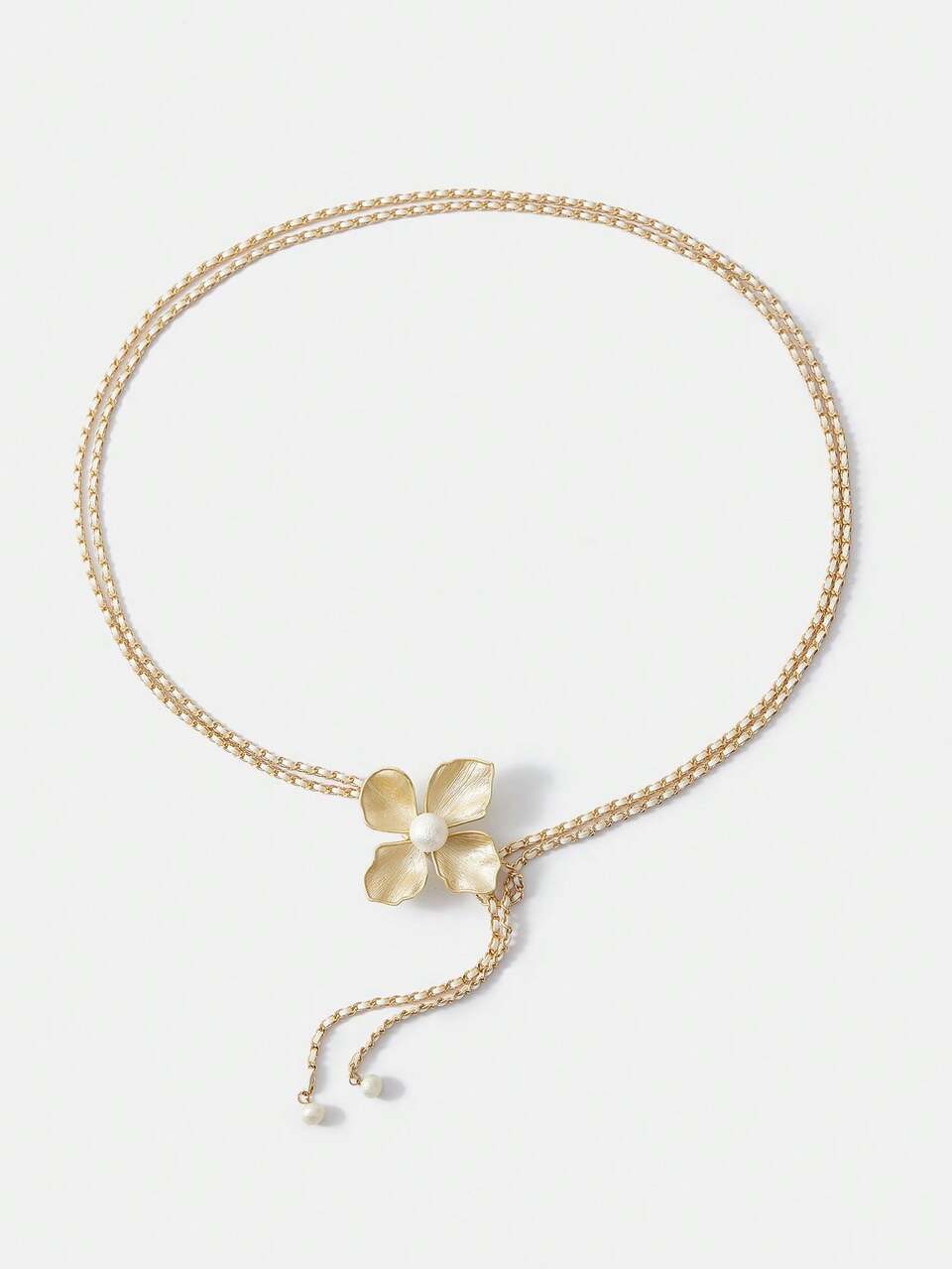 MOTF 1PC ELEGANT 3D FLOWER GOLD CORD CHAIN BELT, SUITABLE FOR VACATION, CASUAL