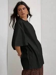 COSMINA 女士纯色圆领短袖宽松休闲上衣