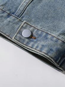 Manfinity Hypemode Men's Front Button Closure Sleeveless Pocket Casual Denim Shirt - Medium Wash - View 7