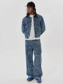 Grafitti Musero Slogan Straight Leg Denim Jeans Spring Summer - Multicolor - View 1