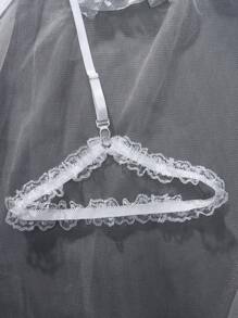 5pcs Set Lace Patchwork White Classic Sexy Wedding Lingerie Set - White - View 7