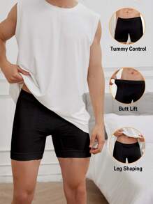 2pcs/Set Men's Solid Color Casual Shapewear Shorts