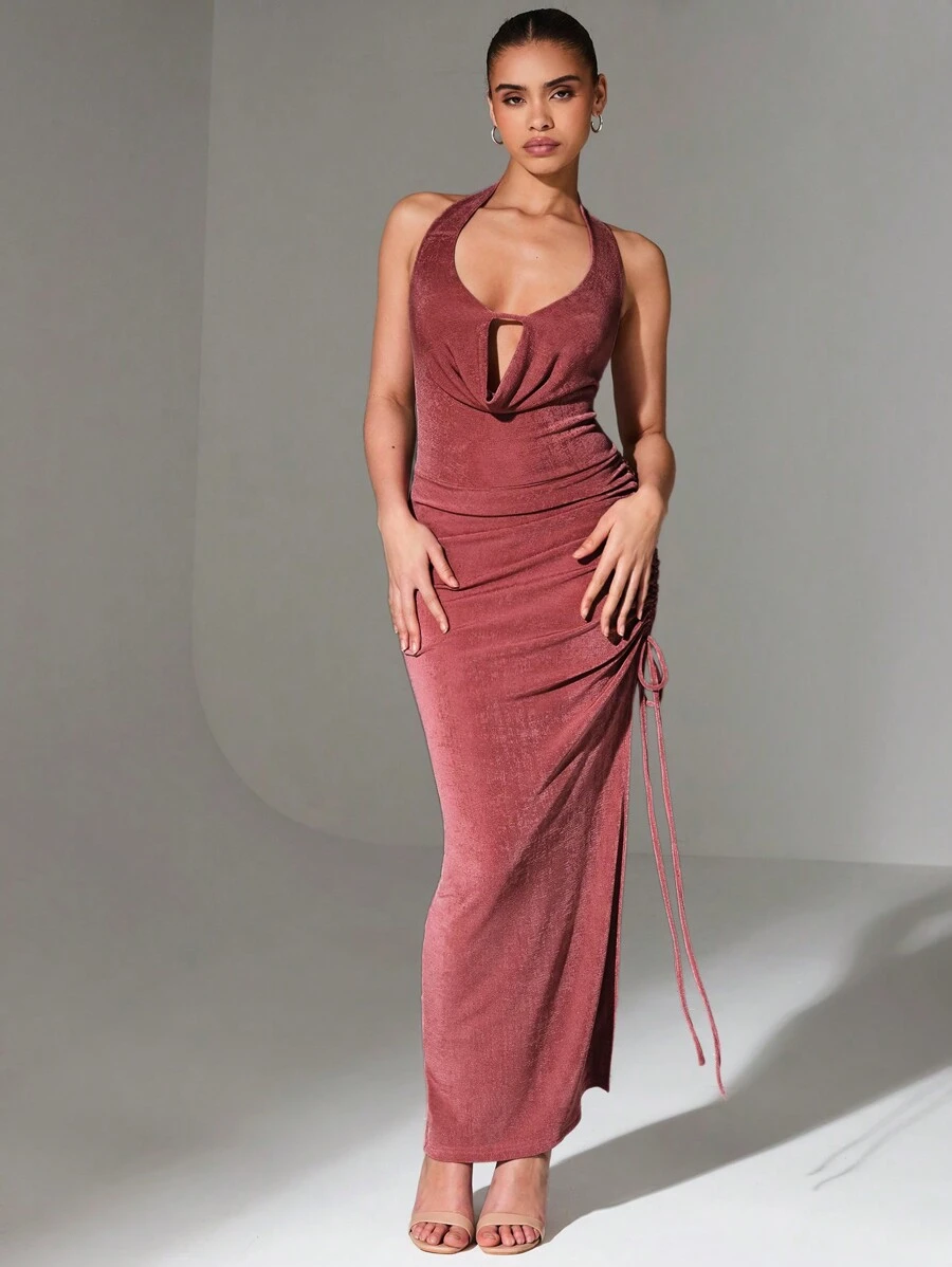 SHEIN Unity Dusty Mauve,Summer,Elegant,Party Night Women's Knit High ...