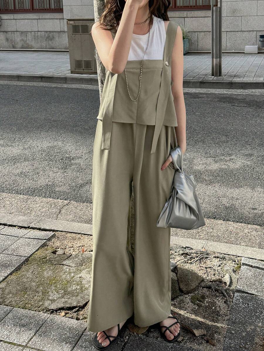 FRIFUL 女式简约纯色连体裤，休闲时尚，适合日常穿着