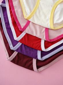 5pcs/Pack Girls' Casual Colorblock Panties - Multicolor - View 5