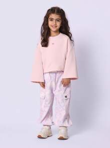 SUMWON Blusa con mangas acampanadas de mariposa para niñas, ropa de estar en casa en tonos pastel, moda juvenil con diseño acampanado, uso casual diario, escuela, primavera y verano, con ajuste cómodo