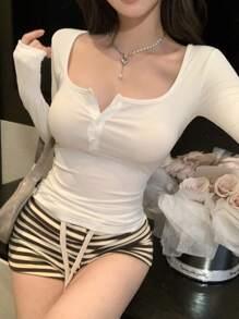 DAZY Women's Fitted Long Sleeve T-Shirt, New Arrival Spring,Fall Clothes