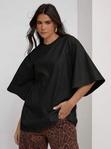 COSMINA 女士纯色圆领短袖宽松休闲上衣