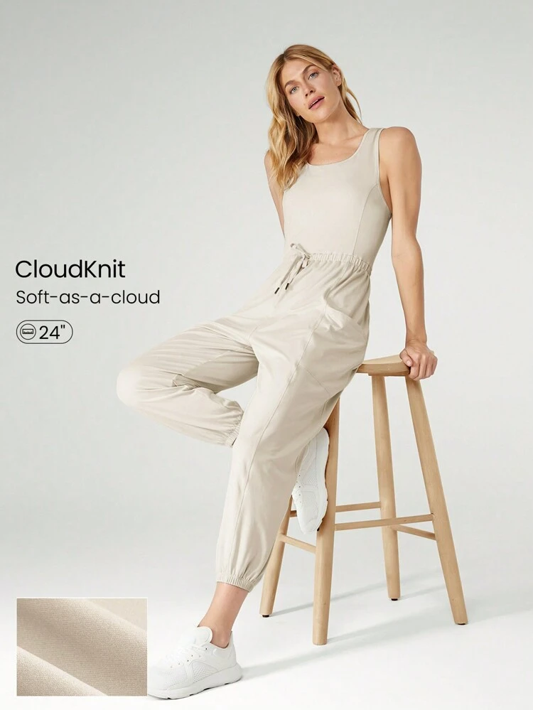 Cloudknit Let's Stretch Adjustable Drawstring Waist Cuff Hem Slouchy Relaxed-Fit With Side Pockets Daily Casual Spring Summer
