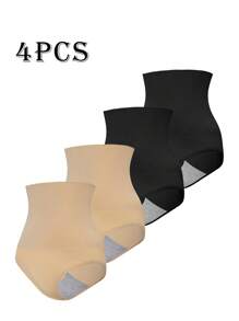 Women's Solid Color Minimalist High Waist Slimming Casual Shapewear Bottom , 4 Pcs - Multicolor - View 3