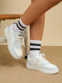 CUCCOO EASI Women's Contrast-Color Platform Casual Shoes For Daily Commute Spring Summer Shoe Tainers - Blue - View 1