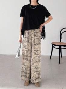 FRIFUL Women's Lace Patchwork T-Shirt With Back Design, Summer Wear Carnival - Black - View 2