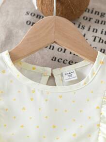 SHEIN Young Girl Contrast Trim Pleated Simple Casual Shirt - Multicolor - View 3