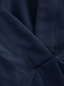 SHEIN MOD Robe taille haute à couture arête de poisson grande taille - Bleu marine - Voir 3
