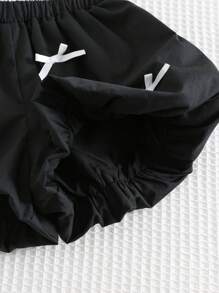 Cozy Pixies Shorts décontractés pour bébé fille avec nœud 3D décoratif et taille élastique - Noir - Voir 11